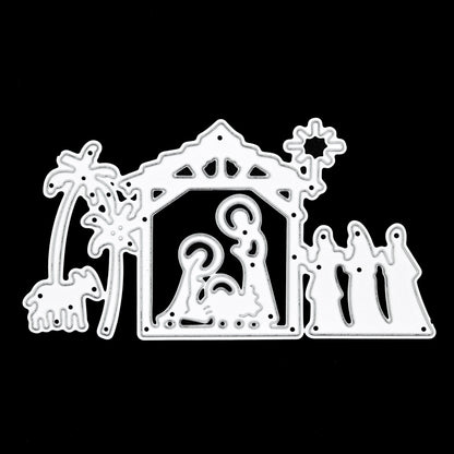 Christmas Stable Nativity Scene Metal Cutting Die – Holy Family & Wise Men