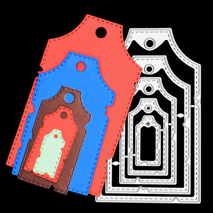 Stitched Distressed Edge Tag Nesting Metal Cutting Dies – Set of 5 Labels