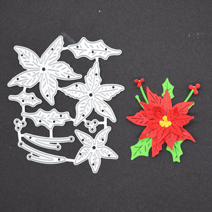 3D Poinsettia Flower Metal Cutting Dies – Layered Christmas Set
