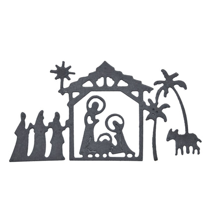Christmas Stable Nativity Scene Metal Cutting Die – Holy Family & Wise Men