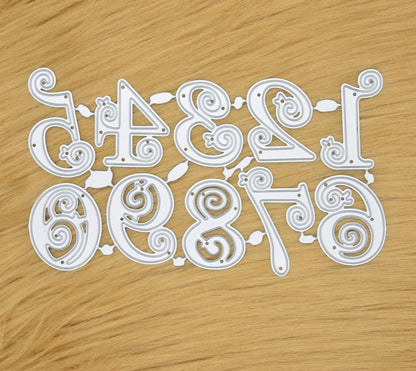 Decorative Numbers Metal Cutting Dies – Swirl Number Set for Card Making