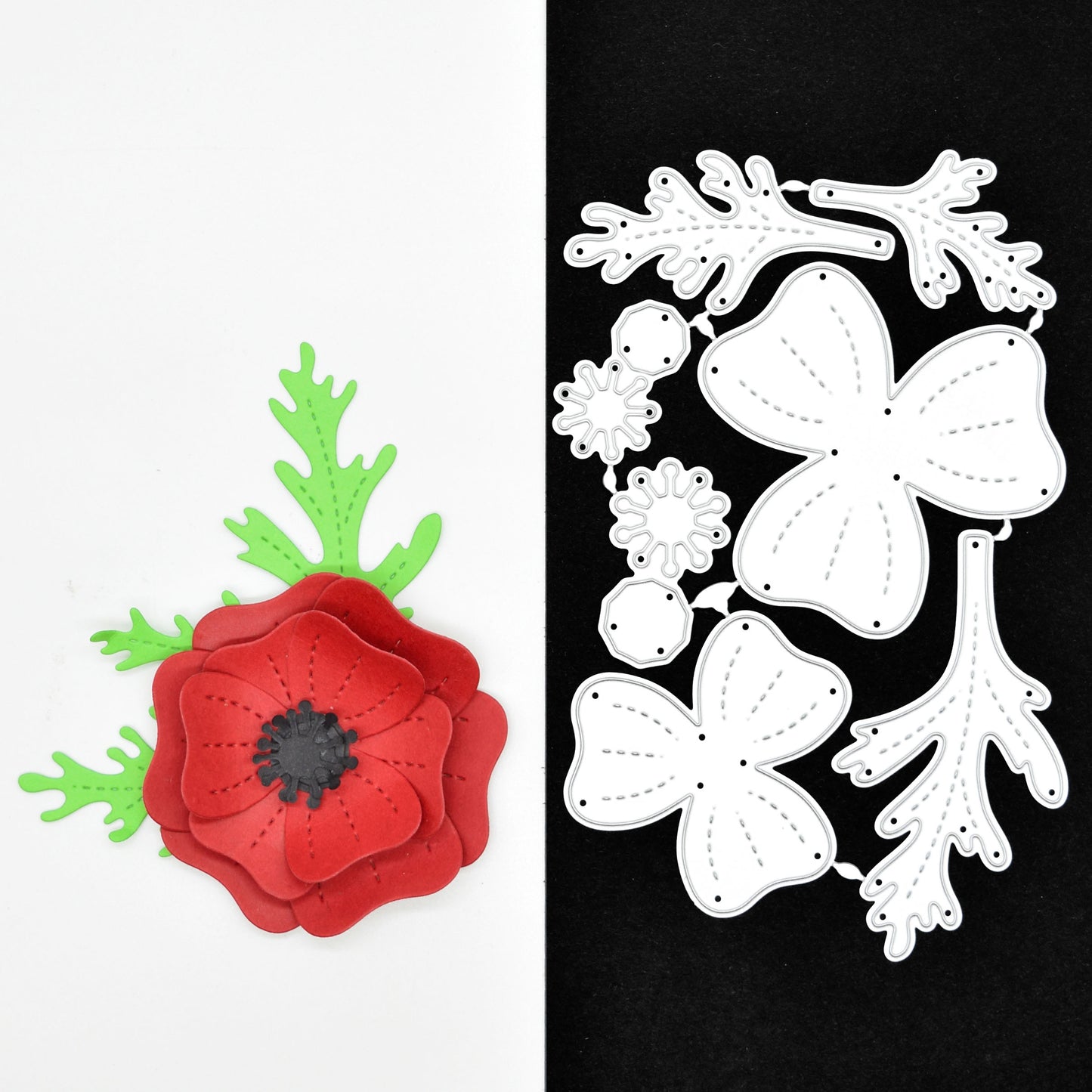 3D Poppy Flower Metal Cutting Dies – Remembrance Layered Set