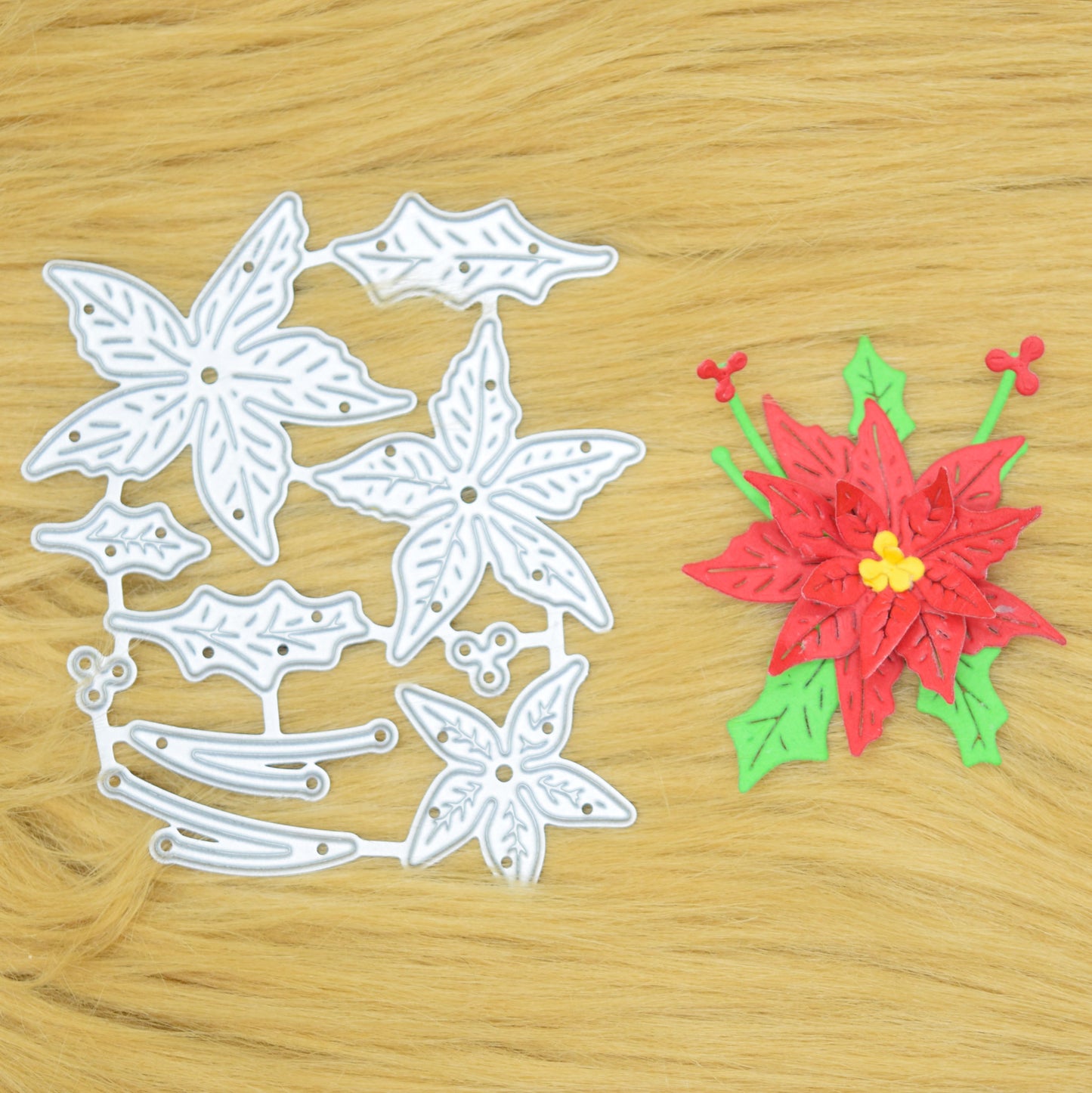 3D Poinsettia Flower Metal Cutting Dies – Layered Christmas Set