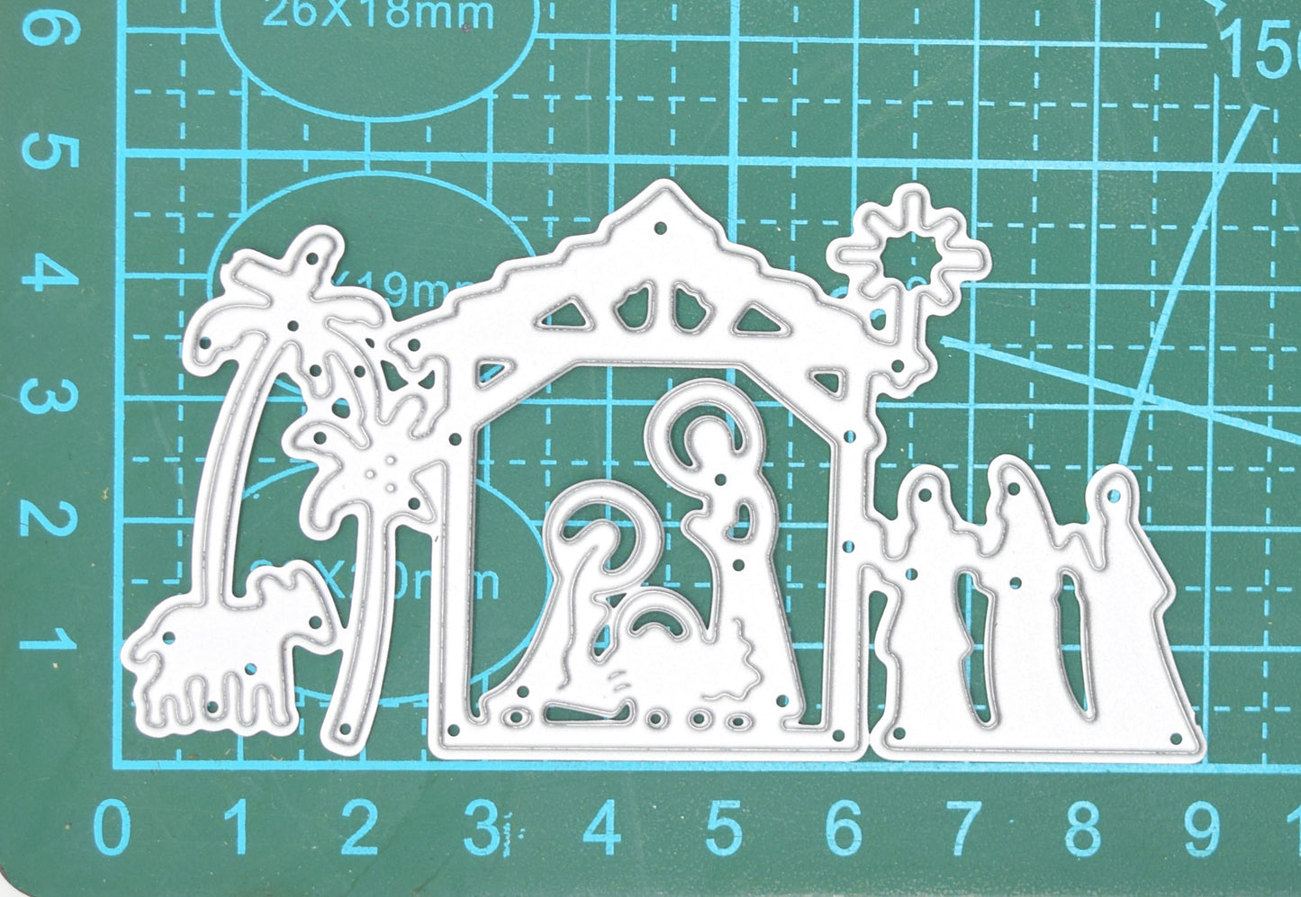Christmas Stable Nativity Scene Metal Cutting Die – Holy Family & Wise Men