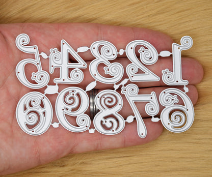Decorative Numbers Metal Cutting Dies – Swirl Number Set for Card Making