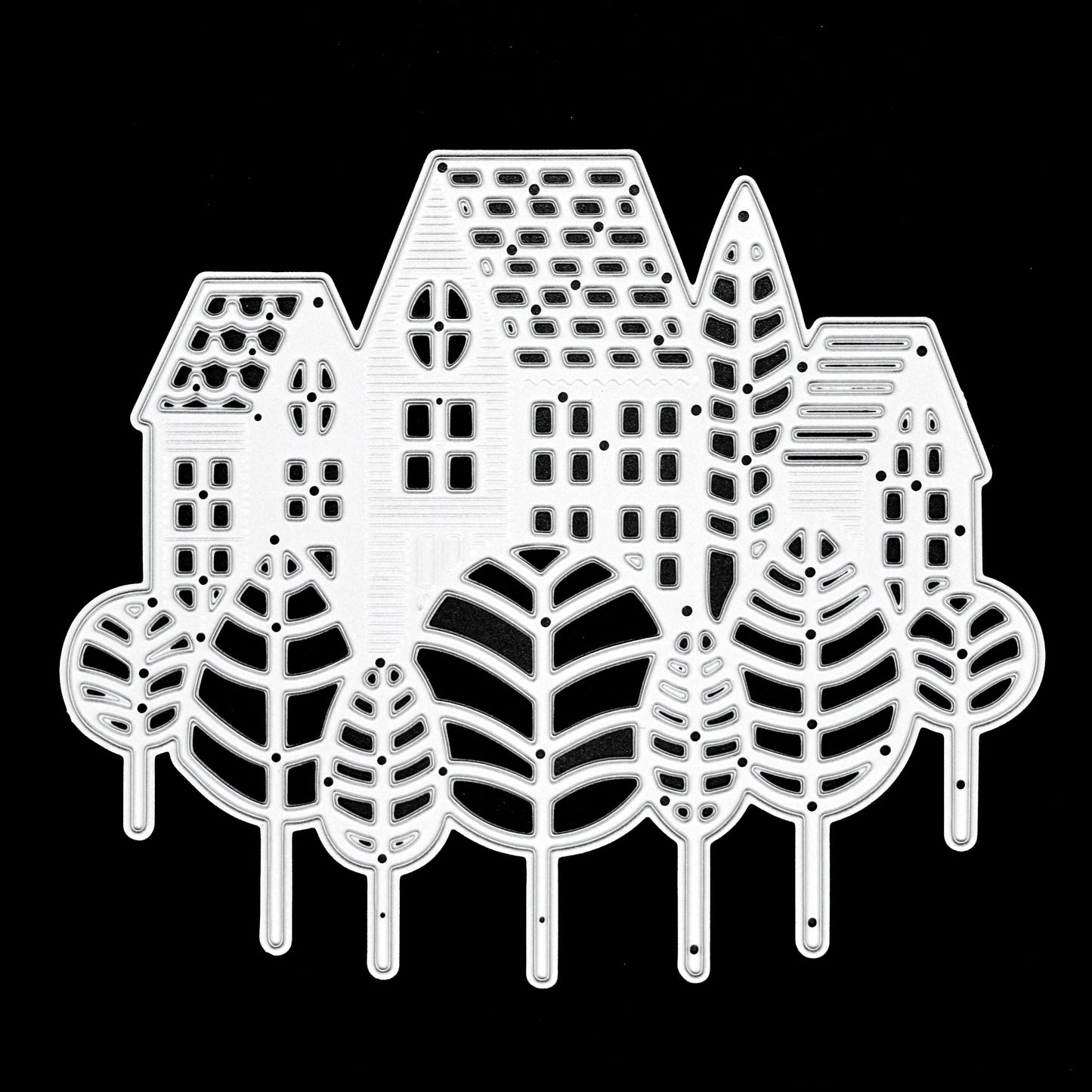 Houses & Trees Scene Metal Cutting Die – Village Landscape Design