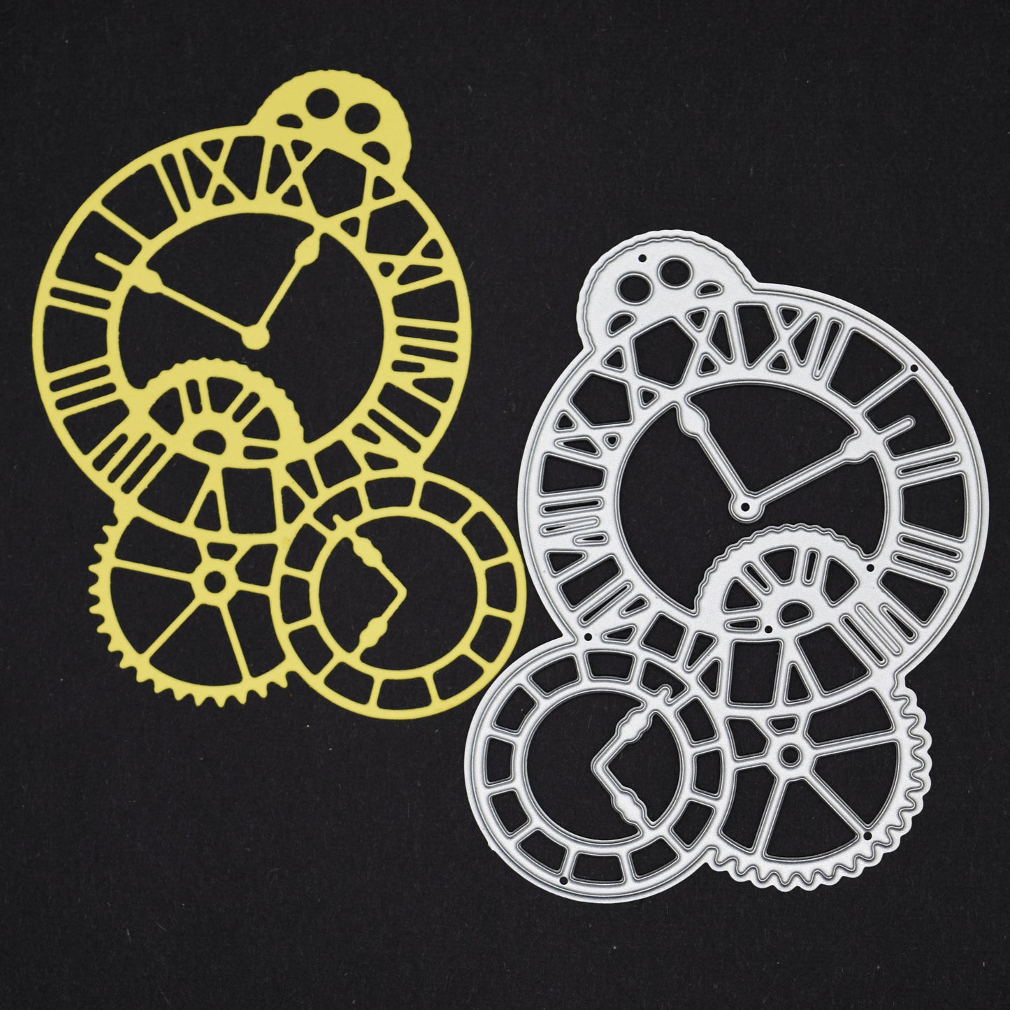 Steampunk Clocks & Cogs Metal Cutting Die – Industrial Clockwork Die for Card Making