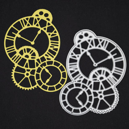 Steampunk Clocks & Cogs Metal Cutting Die – Industrial Clockwork Die for Card Making