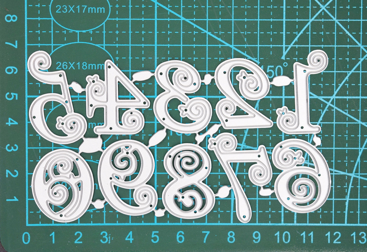 Decorative Numbers Metal Cutting Dies – Swirl Number Set for Card Making