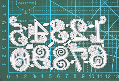 Decorative Numbers Metal Cutting Dies – Swirl Number Set for Card Making