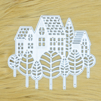 Houses & Trees Scene Metal Cutting Die – Village Landscape Design