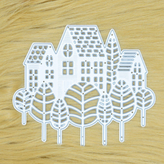 Houses & Trees Scene Metal Cutting Die – Village Landscape Design