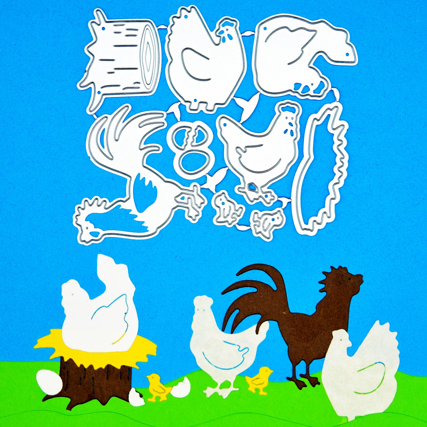 Farmyard Chickens Chicks & Eggs Metal Cutting Dies – 9pc