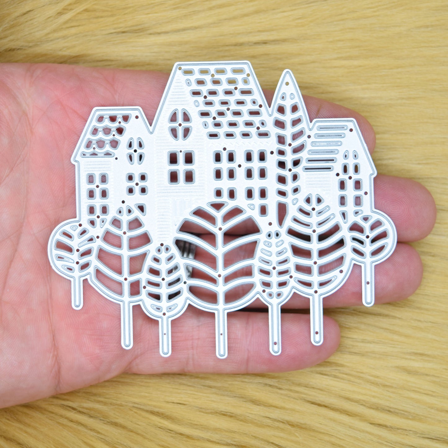 Houses & Trees Scene Metal Cutting Die – Village Landscape Design