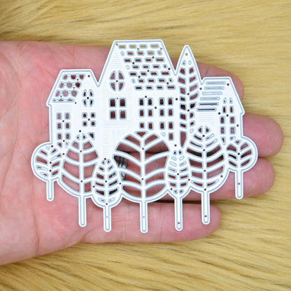 Houses & Trees Scene Metal Cutting Die – Village Landscape Design
