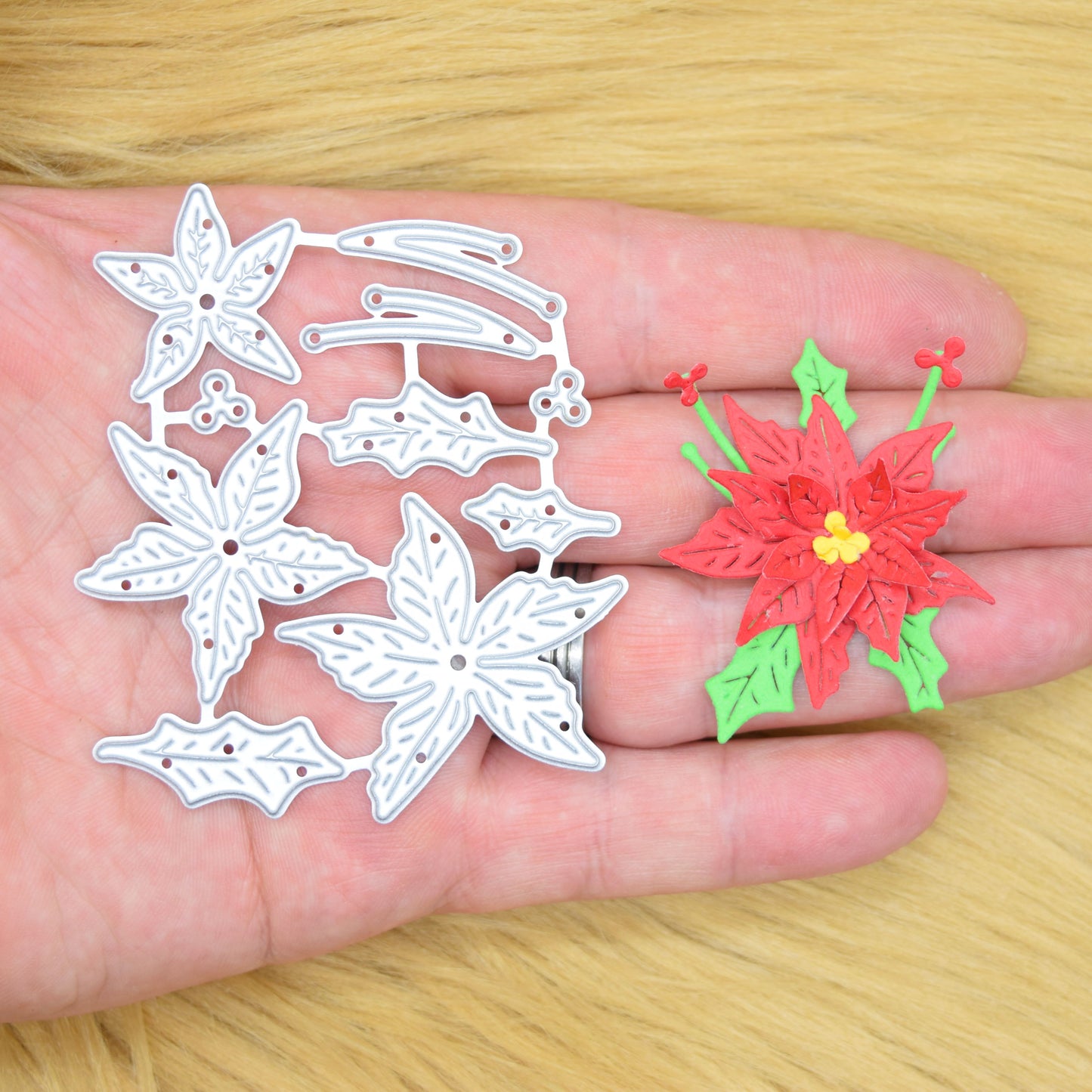 3D Poinsettia Flower Metal Cutting Dies – Layered Christmas Set