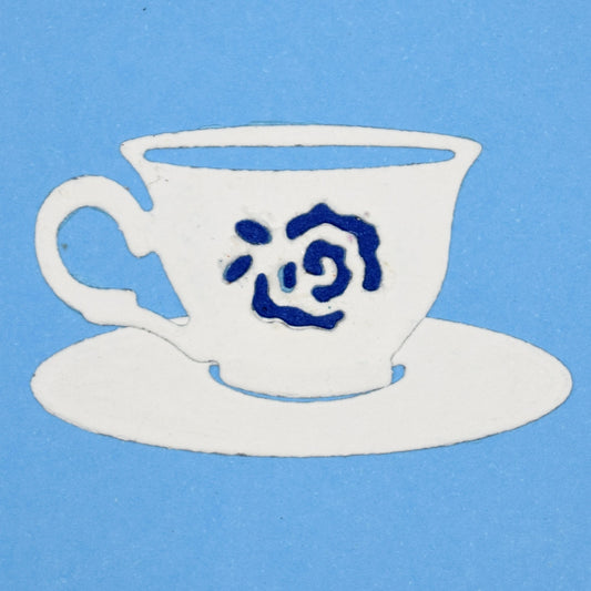 Tea Cup & Saucer Metal Cutting Die – Floral Teacup Craft Die