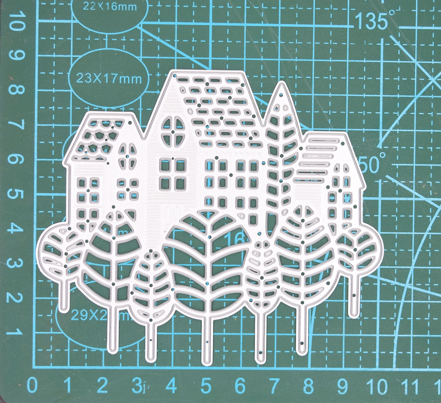 Houses & Trees Scene Metal Cutting Die – Village Landscape Design