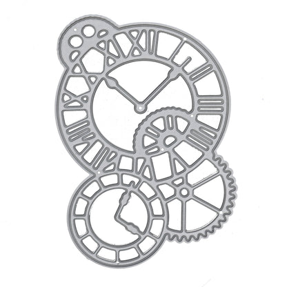 Steampunk Clocks & Cogs Metal Cutting Die – Industrial Clockwork Die for Card Making