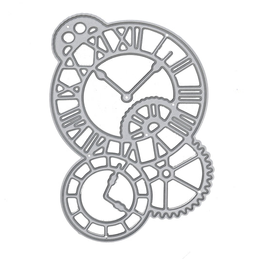Steampunk Clocks & Cogs Metal Cutting Die – Industrial Clockwork Die for Card Making
