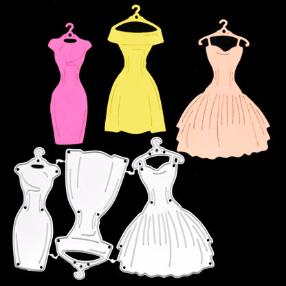 Retro Dresses on Hangers Metal Cutting Dies – Vintage Fashion Set