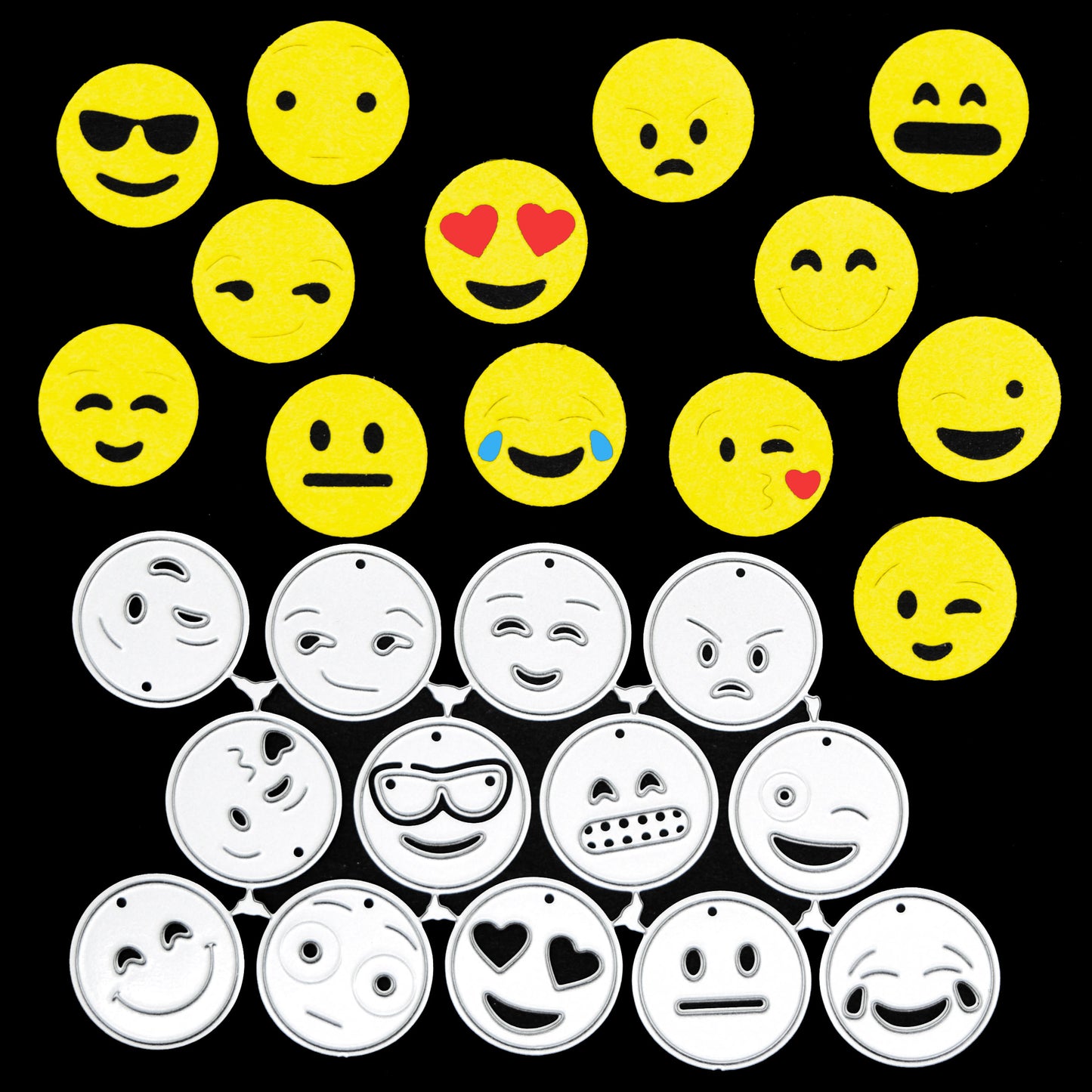 13 Smiley Emoji Face Metal Cutting Dies – Expression Set