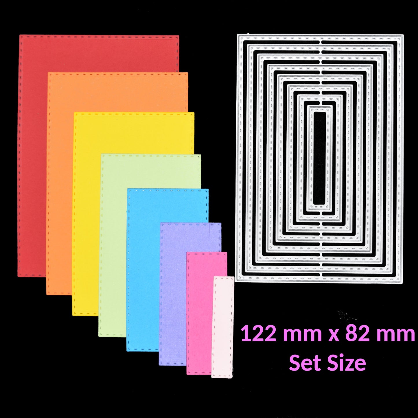 Rectangle Stitch Edge Nesting Metal Cutting Dies – Set of 8