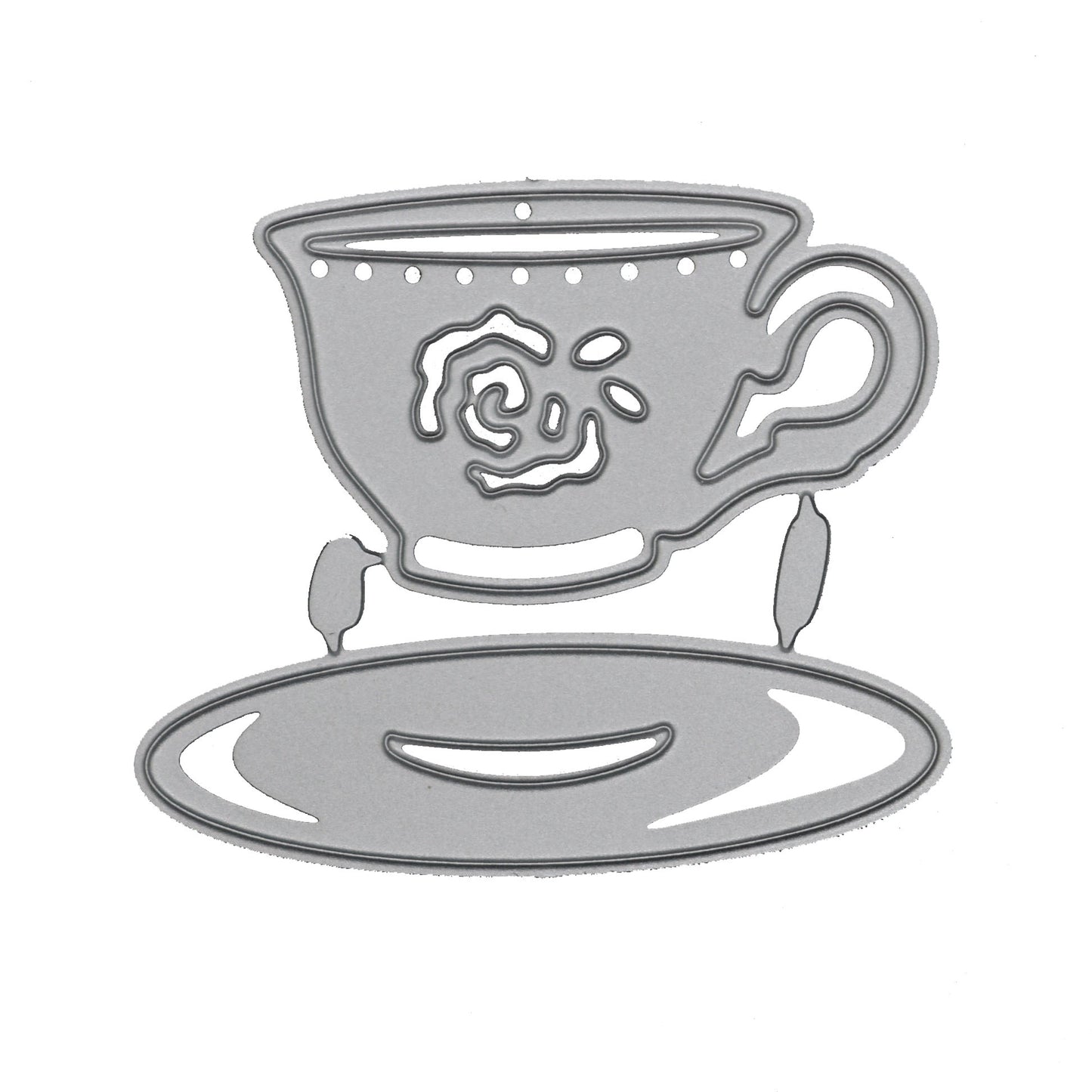 Tea Cup & Saucer Metal Cutting Die – Floral Teacup Craft Die