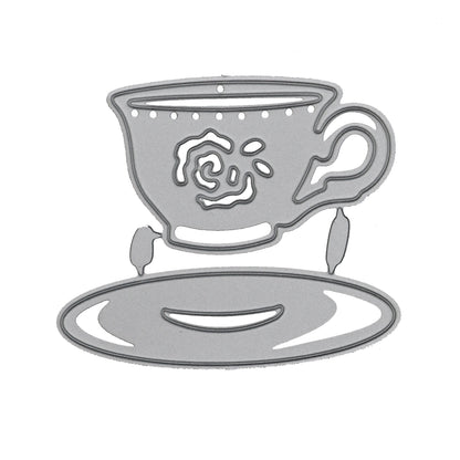 Tea Cup & Saucer Metal Cutting Die – Floral Teacup Craft Die
