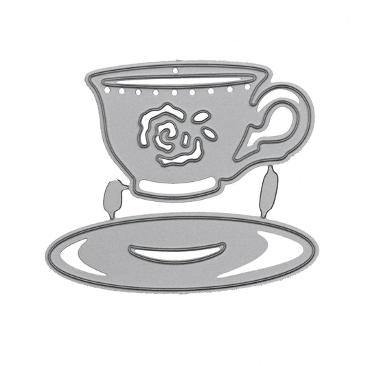 Tea Cup & Saucer Metal Cutting Die – Floral Teacup Craft Die