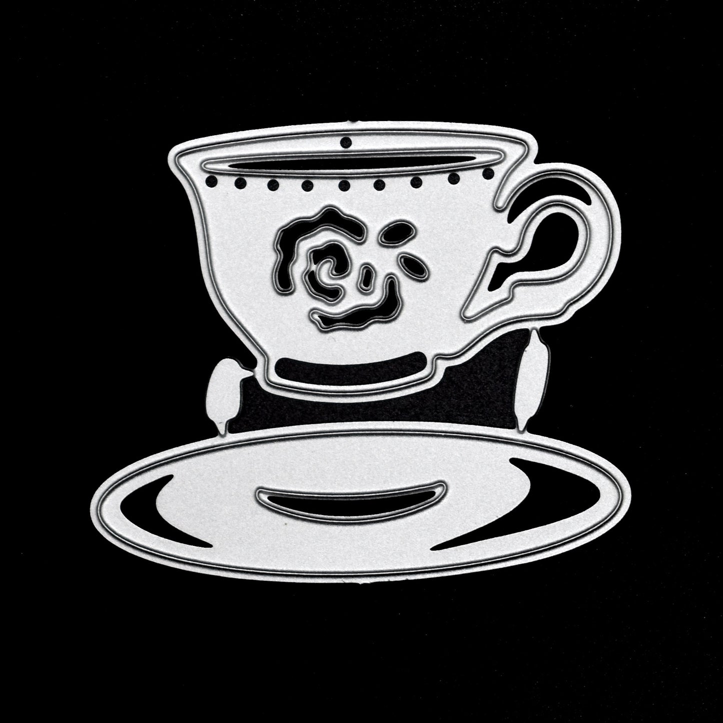 Tea Cup & Saucer Metal Cutting Die – Floral Teacup Craft Die