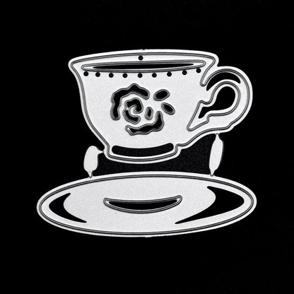 Tea Cup & Saucer Metal Cutting Die – Floral Teacup Craft Die