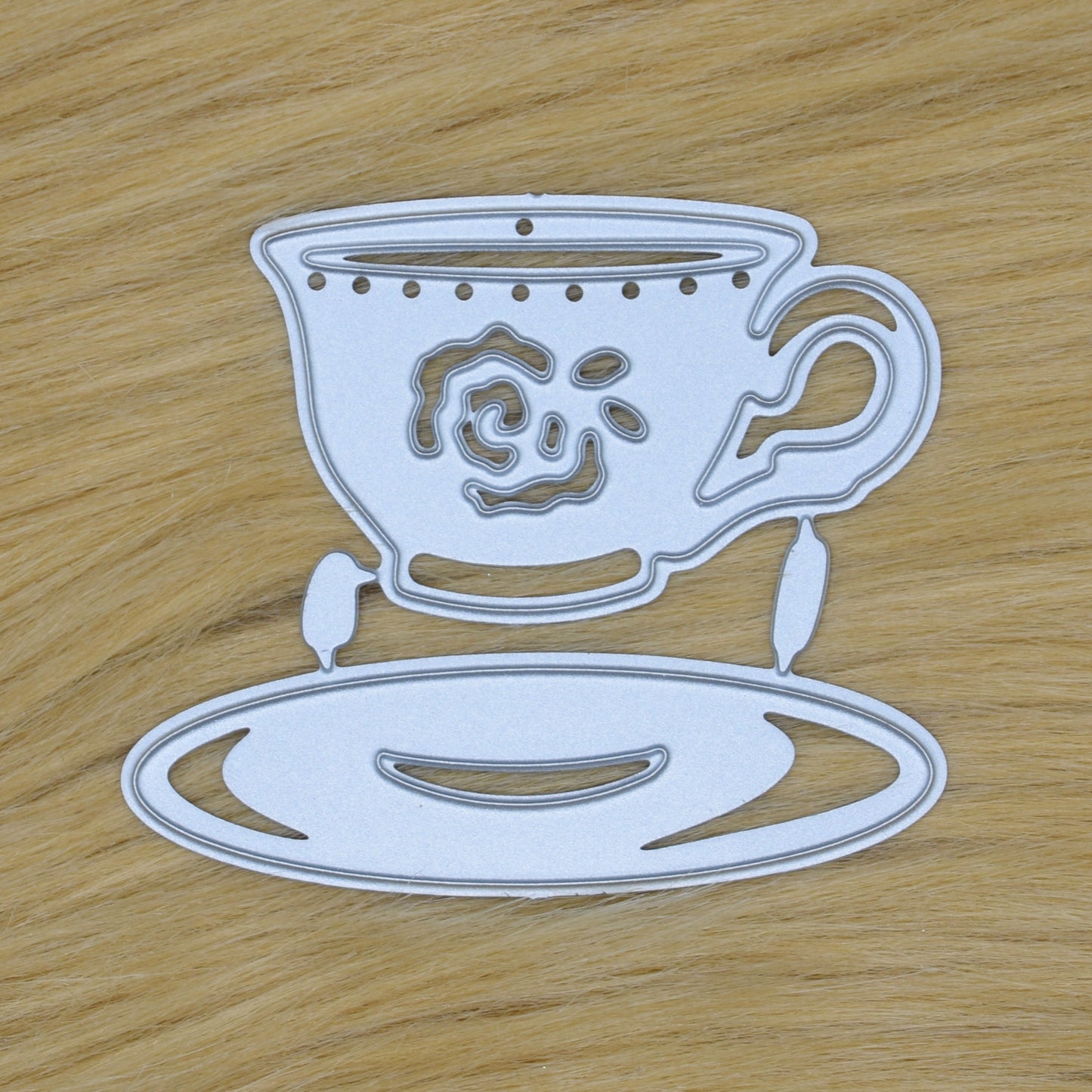 Tea Cup & Saucer Metal Cutting Die – Floral Teacup Craft Die
