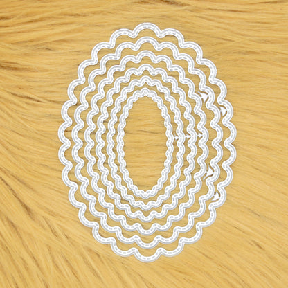 Nest of 6 Scallop Stitch Oval Metal Cutting Dies – Stitched Frames