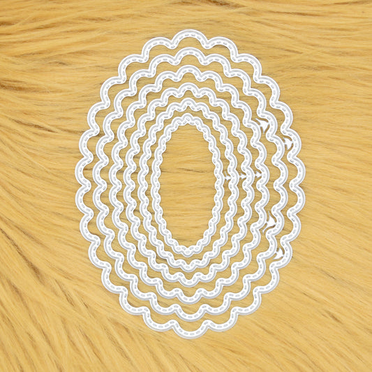 Nest of 6 Scallop Stitch Oval Metal Cutting Dies – Stitched Frames