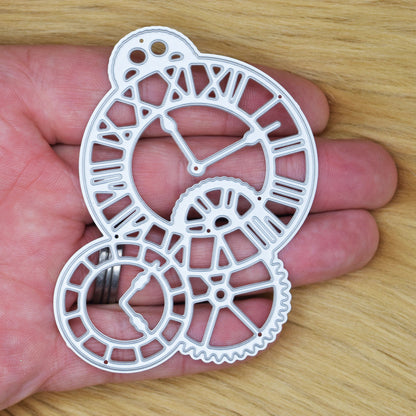 Steampunk Clocks & Cogs Metal Cutting Die – Industrial Clockwork Die for Card Making