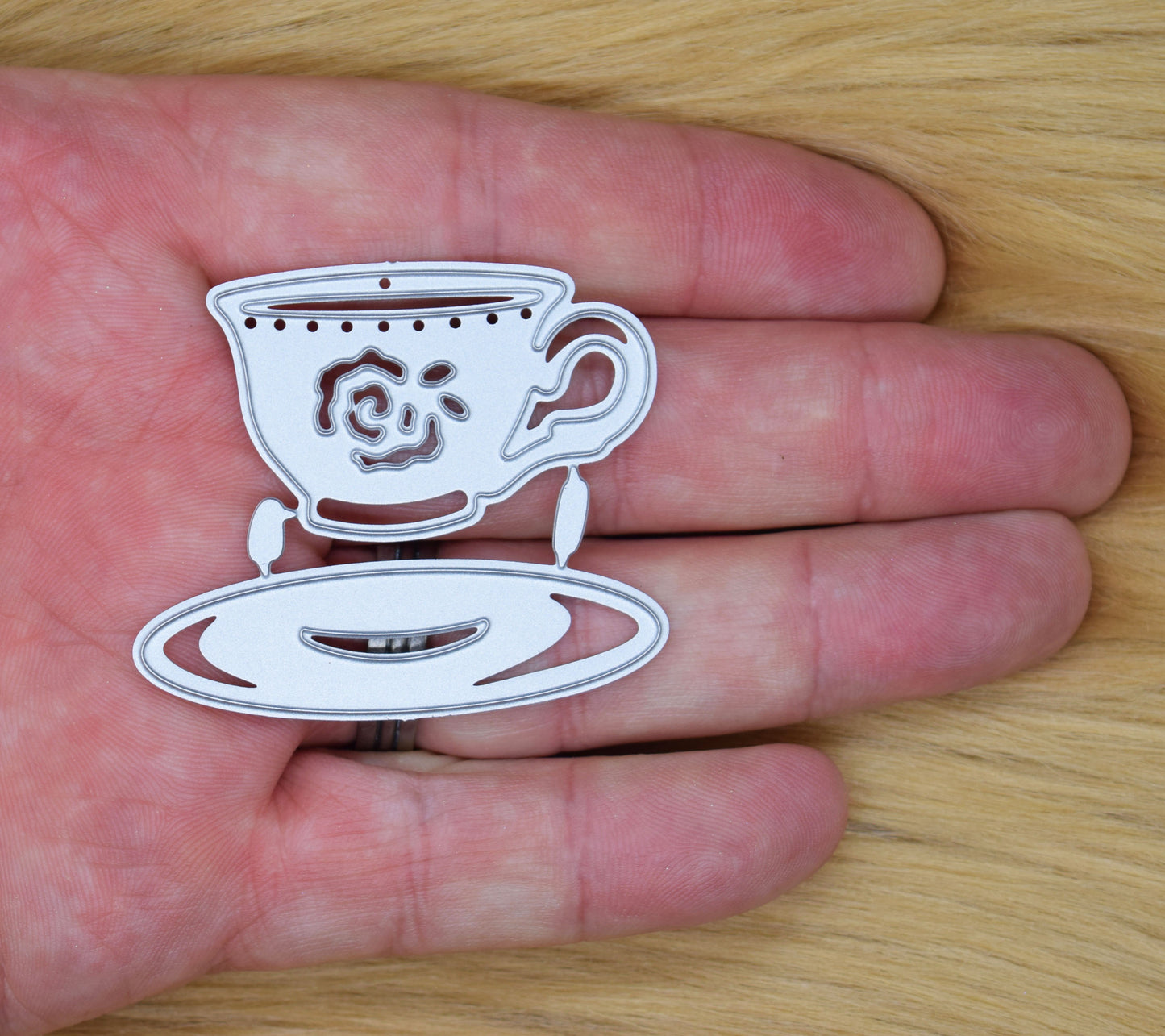 Tea Cup & Saucer Metal Cutting Die – Floral Teacup Craft Die