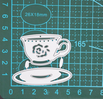 Tea Cup & Saucer Metal Cutting Die – Floral Teacup Craft Die