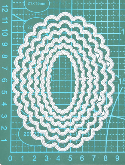 Nest of 6 Scallop Stitch Oval Metal Cutting Dies – Stitched Frames