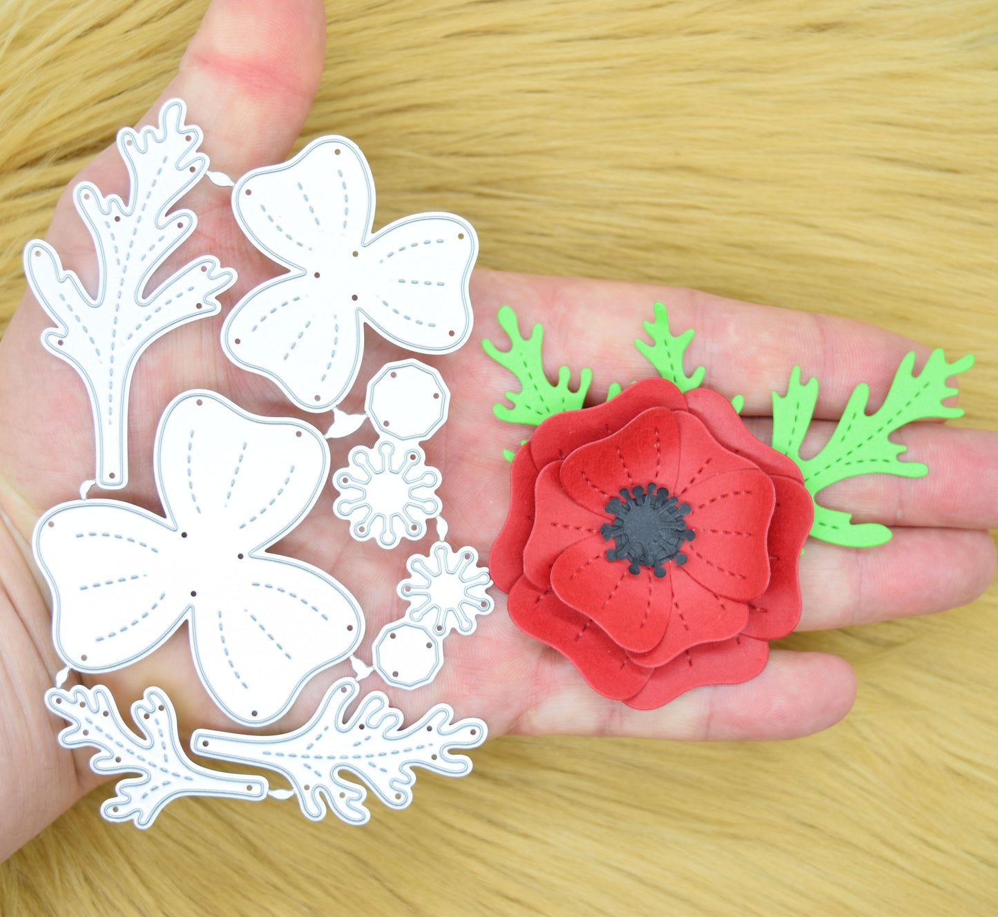 3D Poppy Flower Metal Cutting Dies – Remembrance Layered Set