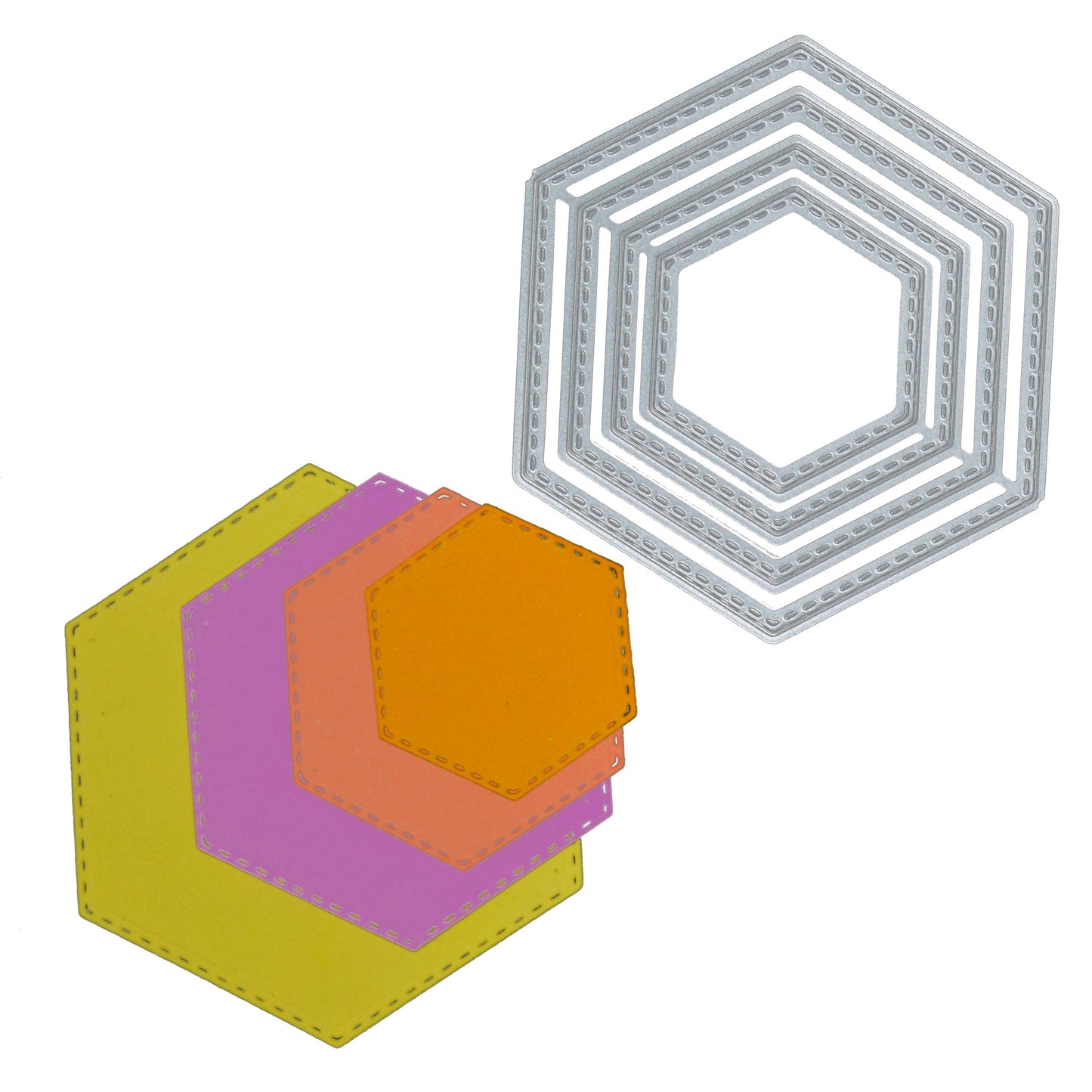 Hexagon Stitch Pattern Nesting Metal Cutting Dies – Set of 4 Geometric Frames