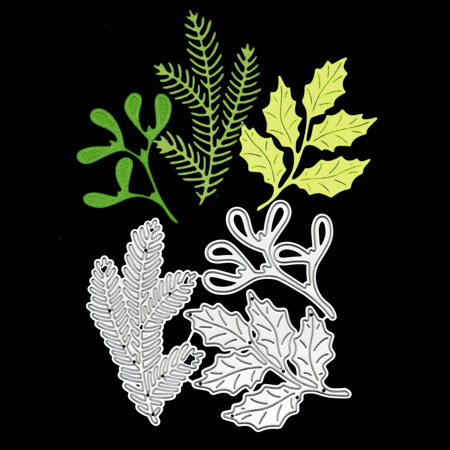 Christmas Holly, Pine & Mistletoe Leaves Metal Cutting Dies Set
