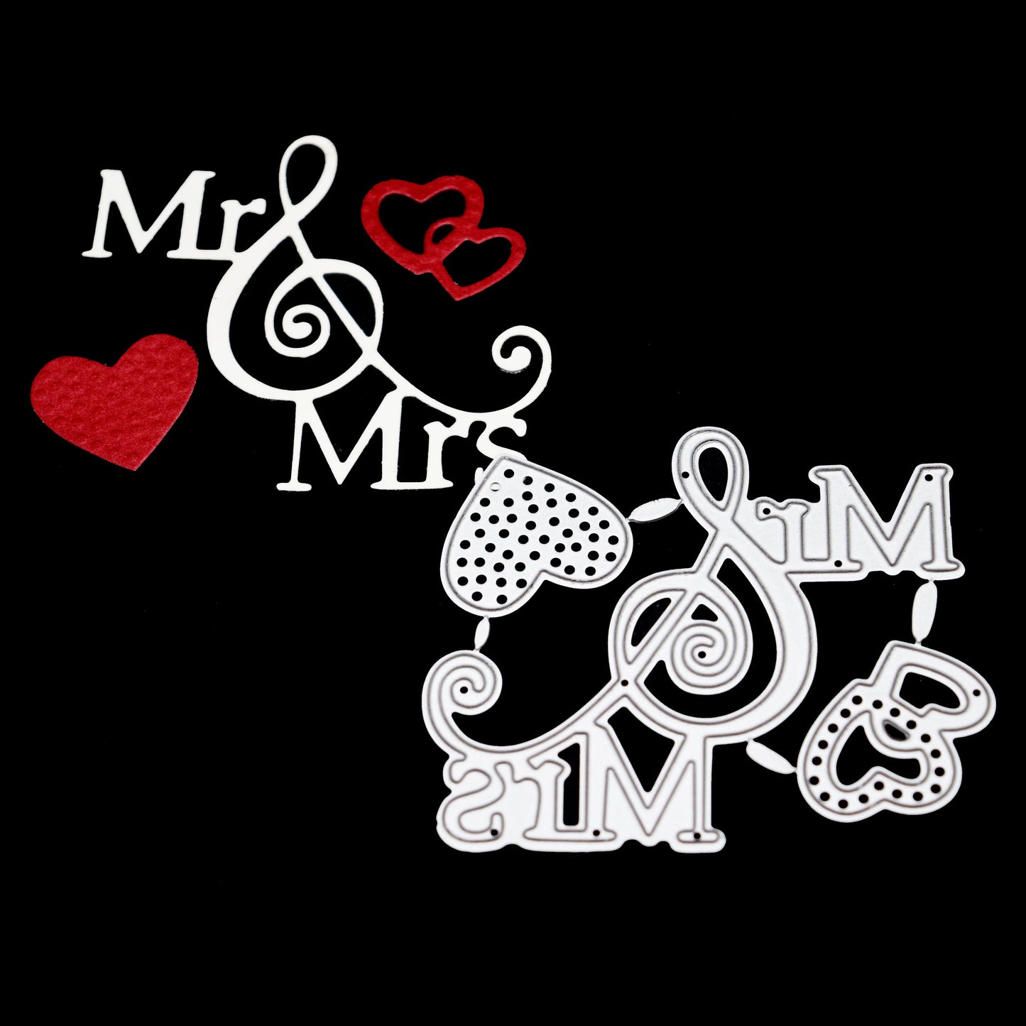 Mr & Mrs with Hearts Metal Cutting Dies – Wedding & Anniversary Sentiment Set