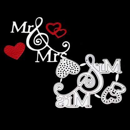 Mr & Mrs with Hearts Metal Cutting Dies – Wedding & Anniversary Sentiment Set