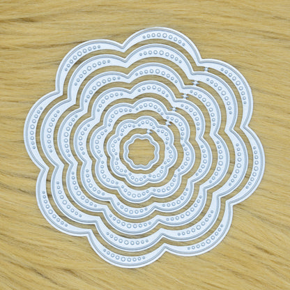 Nest of 7 Scalloped Flower Metal Cutting Dies with Pierced Detail