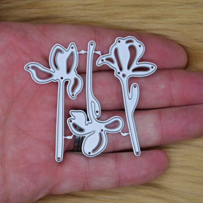 Iris Flowers Metal Cutting Dies Set – 3 Floral Craft Dies