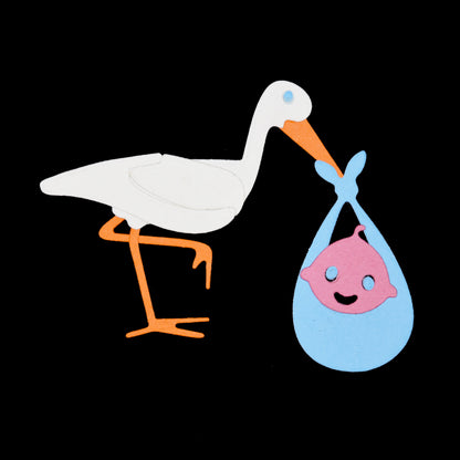 Stork & Baby Metal Cutting Die – New Baby Card Making Die