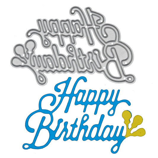 Happy Birthday Balloon Sentiment Metal Cutting Die – Card Making Craft Die