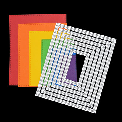 Rectangle Double Stitch Nesting Metal Cutting Dies – Set of 6