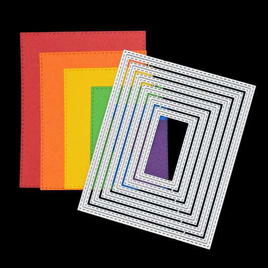 Rectangle Double Stitch Nesting Metal Cutting Dies – Set of 6